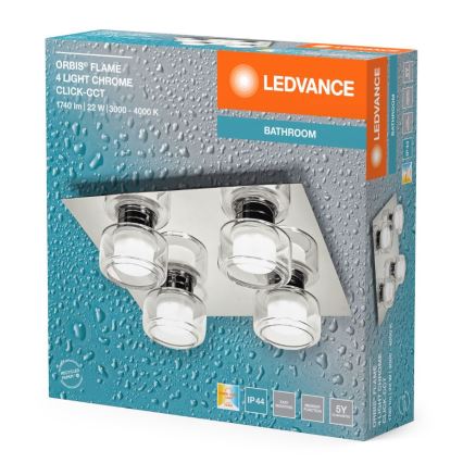 Ledvance - LED Koupelnové stropní svítidlo ORBIS FLAME 4xLED/5,5W/230V 3000/4000K IP44 lesklý chrom