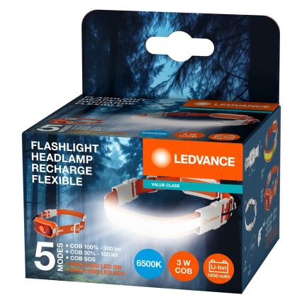Ledvance - LED Nabíjecí čelovka FLASHLIGHT LED/3W/5V 1000 mAh