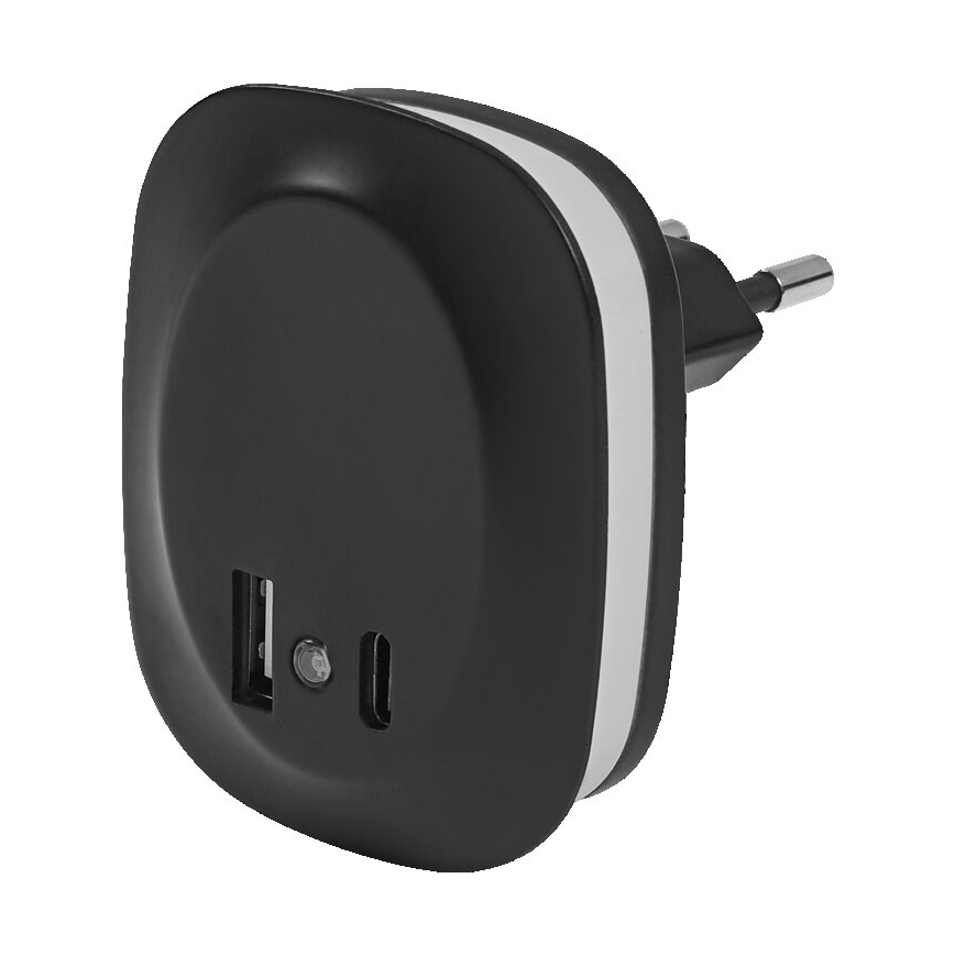 Ledvance - LED Noční svítidlo do zásuvky se senzorem a USB LUNETTA LED/12,5W/230V 3000K černá