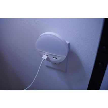 Ledvance - LED Noční svítidlo do zásuvky se senzorem LUNETTA 2xUSB LED/13W/230V