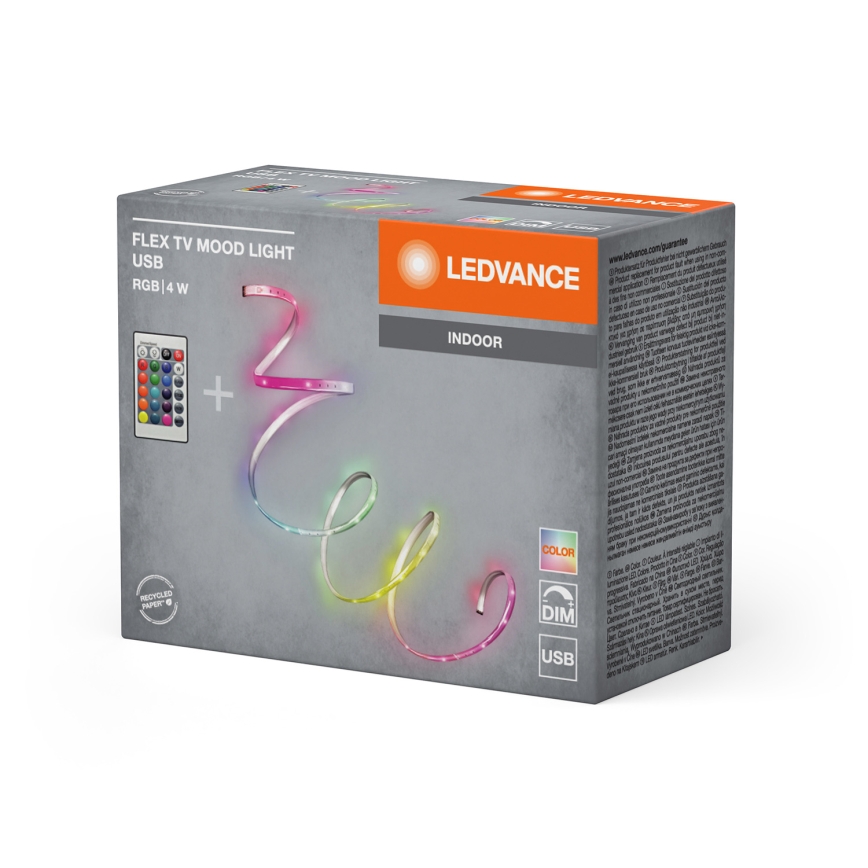 Ledvance - LED RGB Stmívatelný pásek FLEX TV MOOD 1m LED/4W/5V + dálkové ovládání