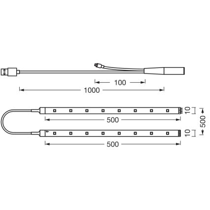 Ledvance - LED RGB Stmívatelný pásek FLEX TV MOOD 1m LED/4W/5V + dálkové ovládání