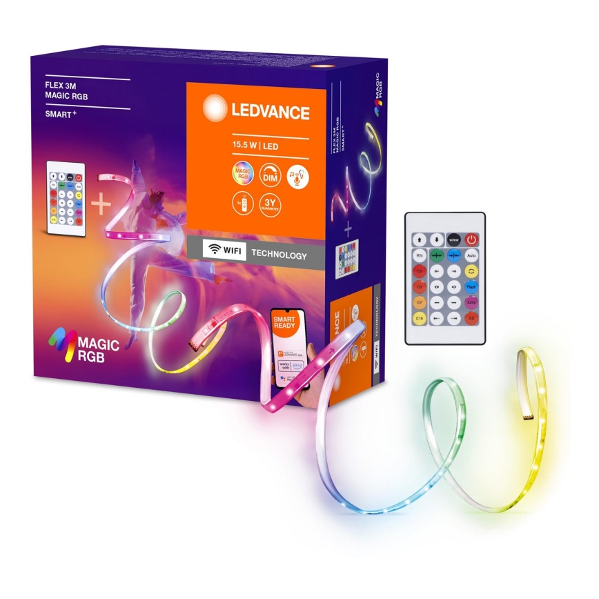 Ledvance - LED RGB Stmívatelný pásek SMART+ MAGIC FLEX 3m LED/15,5W/230V Wi-Fi + dálkové ovládání