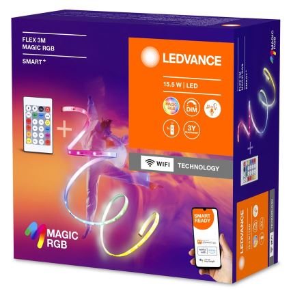 Ledvance - LED RGB Stmívatelný pásek SMART+ MAGIC FLEX 3m LED/15,5W/230V Wi-Fi + dálkové ovládání