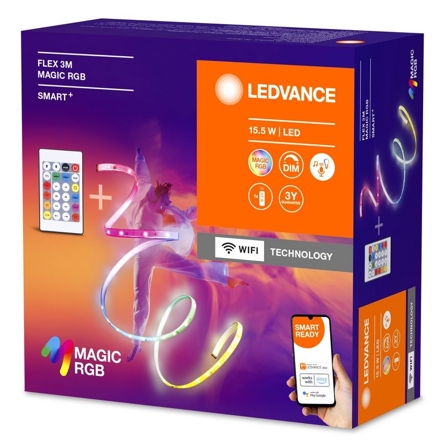 Ledvance - LED RGB Stmívatelný pásek SMART+ MAGIC FLEX 3m LED/15,5W/230V Wi-Fi + dálkové ovládání