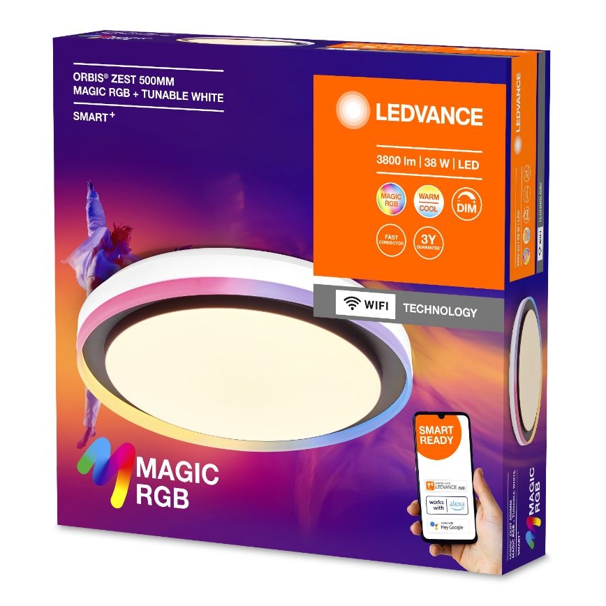 Ledvance - LED RGBW Stmívatelné stropní svítidlo SMART+ MAGIC LED/38W/230V 2700-6500K Wi-Fi