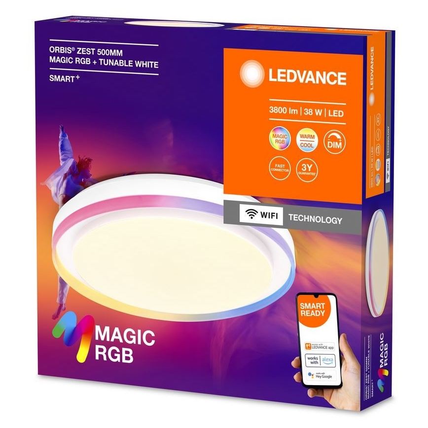 Ledvance - LED RGBW Stmívatelné stropní svítidlo SMART+ MAGIC LED/38W/230V  2700-6500K Wi-Fi