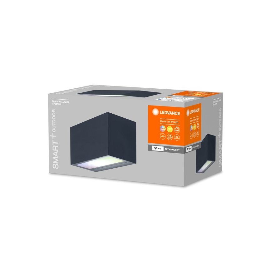 Ledvance - LED RGBW Stmívatelné venkovní nástěnné svítidlo SMART+ BRICK LED/14W/230V Wi-Fi IP44