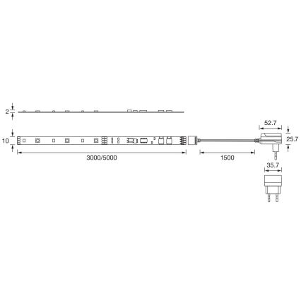 Ledvance - LED RGBW Stmívatelný pásek FLEX 3m LED/10W/230V + dálkové ovládání