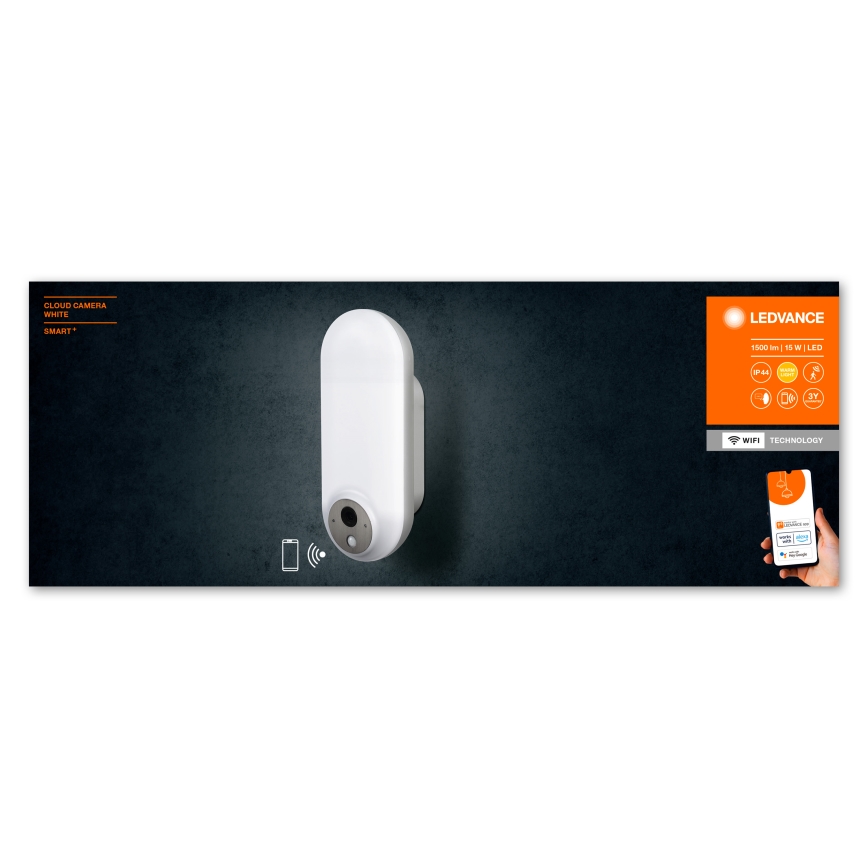 Ledvance - LED RGBW Stmívatelné venkovní nástěnné svítidlo se senzorem a kamerou SMART+ LED/15W/230V Wi-Fi IP44