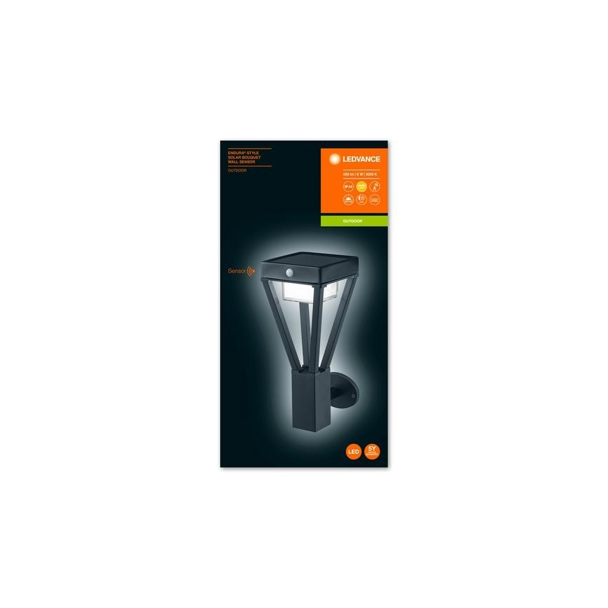 Ledvance - LED Solární nástěnné svítidlo se senzorem BOUQUET LED/6W/3,7V 2200 mAh IP44