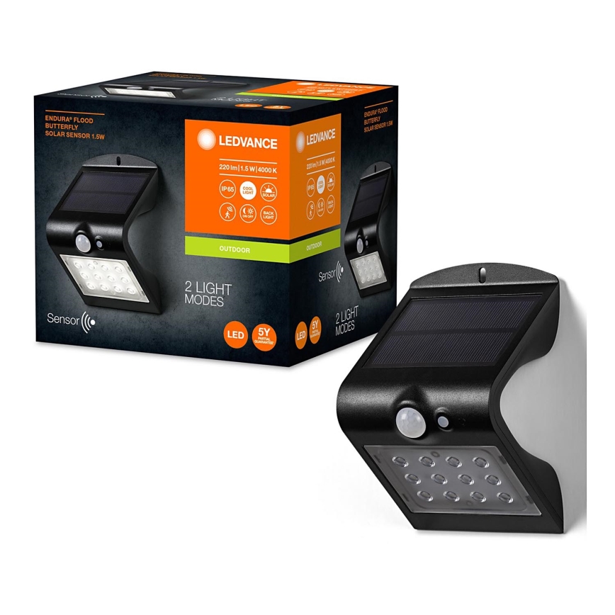 Ledvance - LED Solární nástěnné svítidlo se senzorem BUTTERFLY LED/1,5W/3,7V 1200 mAh IP65