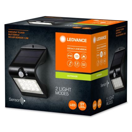 Ledvance - LED Solární nástěnné svítidlo se senzorem BUTTERFLY LED/1,5W/3,7V IP65