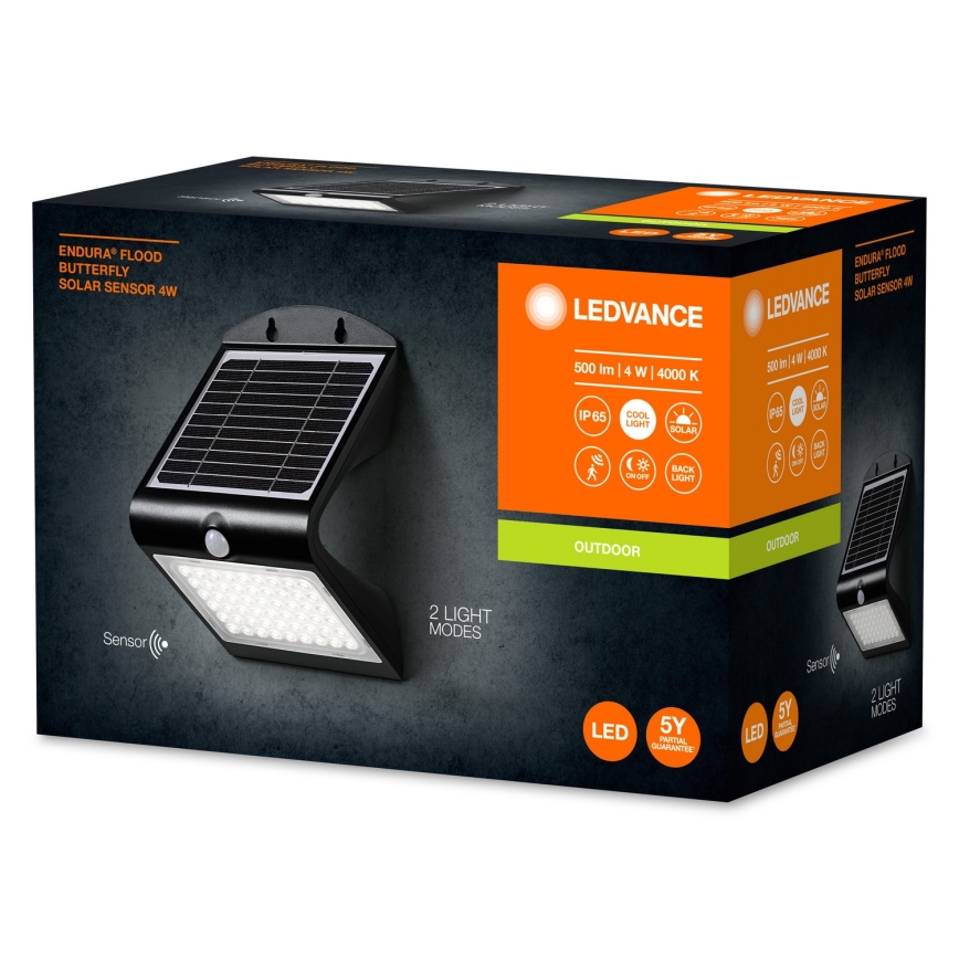 Ledvance - LED Solární nástěnné svítidlo se senzorem BUTTERFLY LED/4W/3,7V 2000 mAh IP65