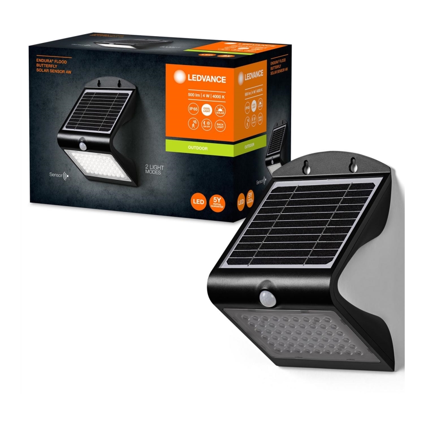 Ledvance - LED Solární nástěnné svítidlo se senzorem pohybu a soumraku BUTTERFLY LED/4W/3,7V 2000 mAh IP65