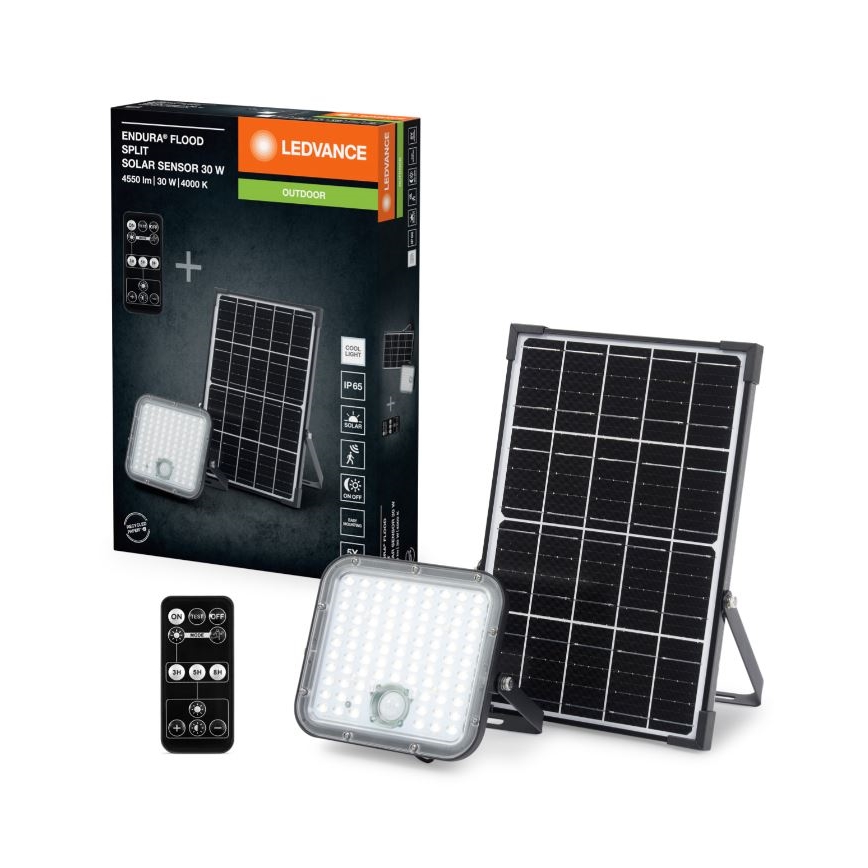 Ledvance - LED Stmívatelný solární reflektor se senzorem FLOOD SPLIT LED/30W/6,4V IP65 + dálkové ovládání