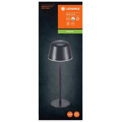 Ledvance - LED Stmívatelná venkovní nabíjecí lampa TABLE LED/2,5W/5V IP54 černá