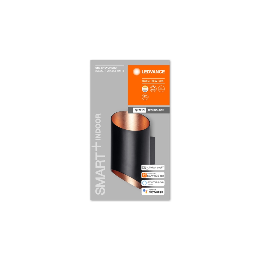 Ledvance - LED Stmívatelné nástěnné svítidlo SMART+ CYLINDRO LED/12W/230V 3000-6500K Wi-Fi černá
