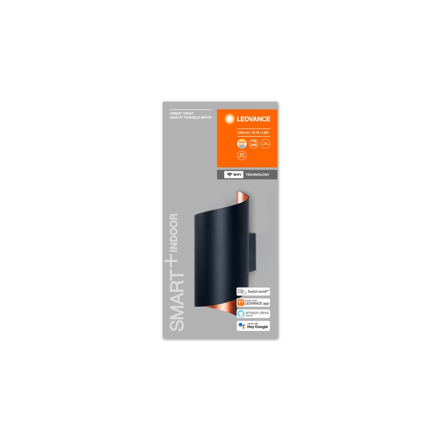 Ledvance - LED Stmívatelné nástěnné svítidlo SMART+ TWIST LED/12W/230V 3000-6500K Wi-Fi černá