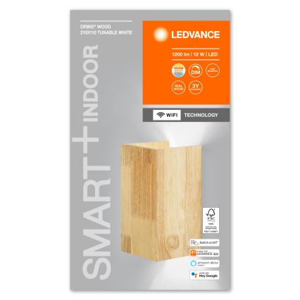 Ledvance - LED Stmívatelné nástěnné svítidlo SMART+ WOOD LED/12W/230V 3000-6500K Wi-Fi