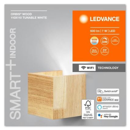 Ledvance - LED Stmívatelné nástěnné svítidlo SMART+ WOOD LED/7W/230V 3000-6500K Wi-Fi