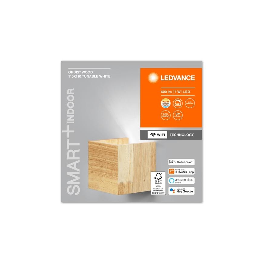 Ledvance - LED Stmívatelné nástěnné svítidlo SMART+ WOOD LED/7W/230V 3000-6500K Wi-Fi
