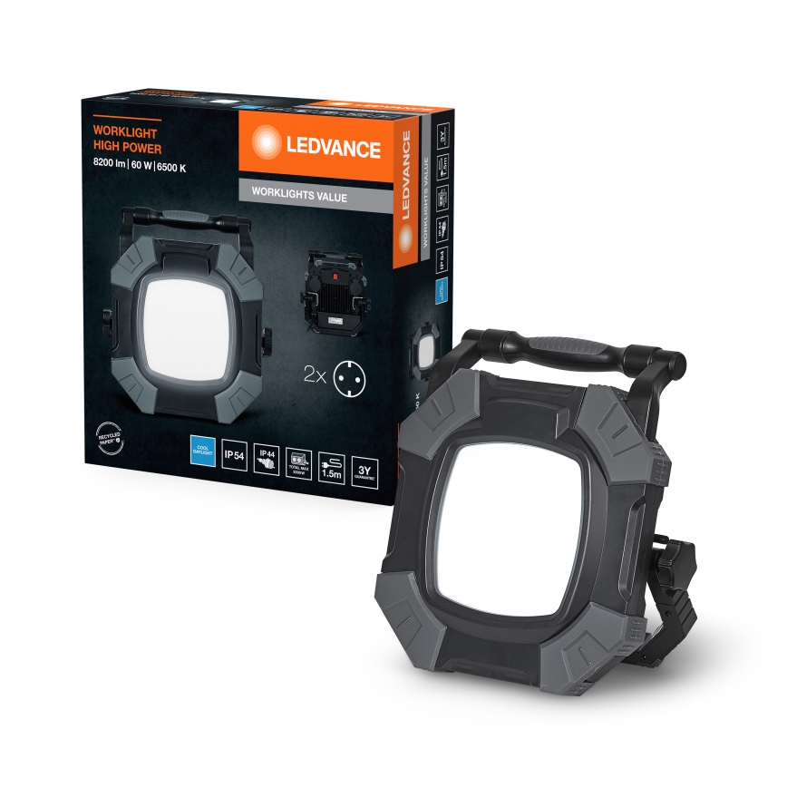 Ledvance - LED Stmívatelné pracovní svítidlo se 2 zásuvkami WORKLIGHT VALUE LED/60W/230V IP54