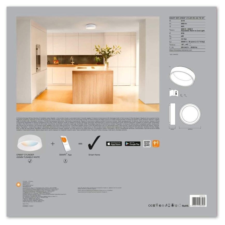 Ledvance - LED Stmívatelné svítidlo SMART+ CYLINDER LED/26W/230V 3000K-6500K Wi-Fi