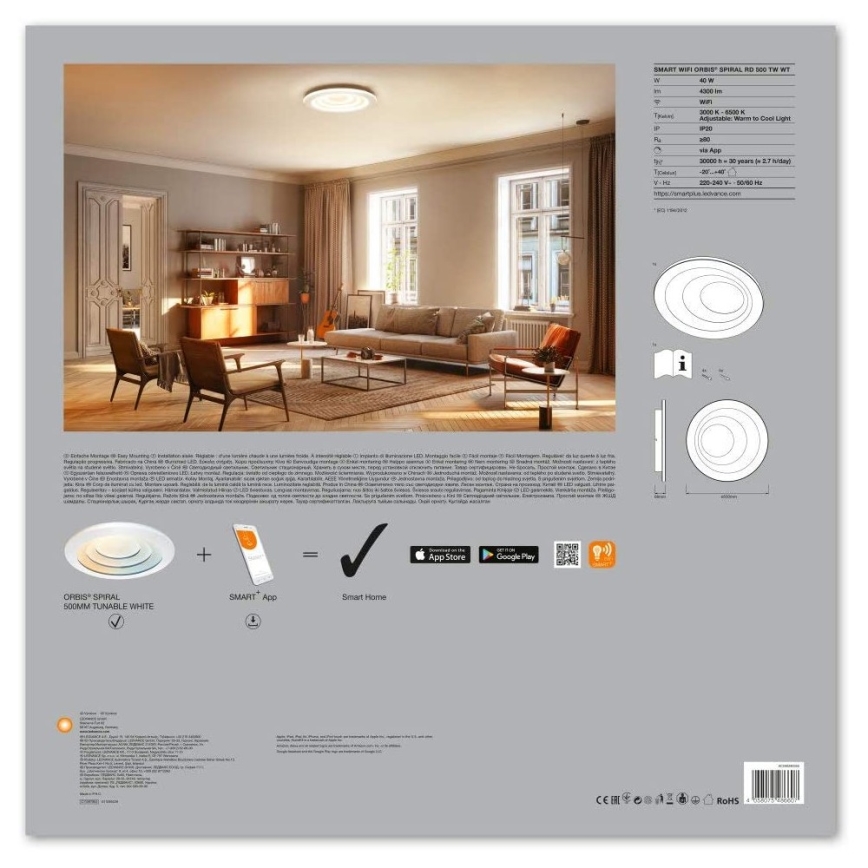 Ledvance - LED Stmívatelné svítidlo SMART+ SPIRAL LED/40W/230V 3000K-6500K Wi-Fi