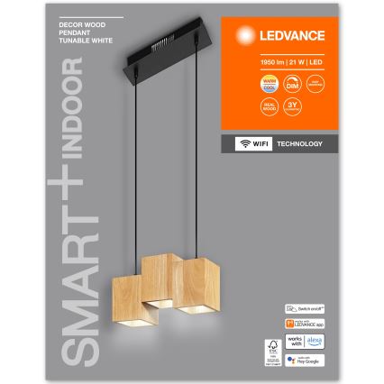 Ledvance - LED Stmívatelný lustr na lanku DECOR WOOD 3xLED/7W/230V Wi-Fi