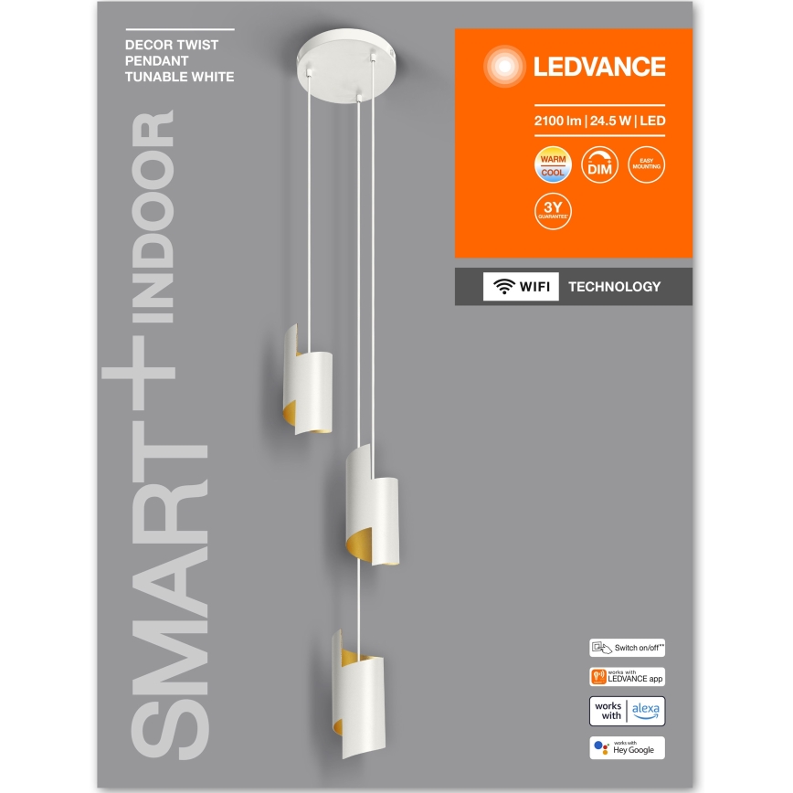 Ledvance - LED Stmívatelný lustr na lanku SMART+ DECOR 3xLED/8W/230V bílá Wi-Fi