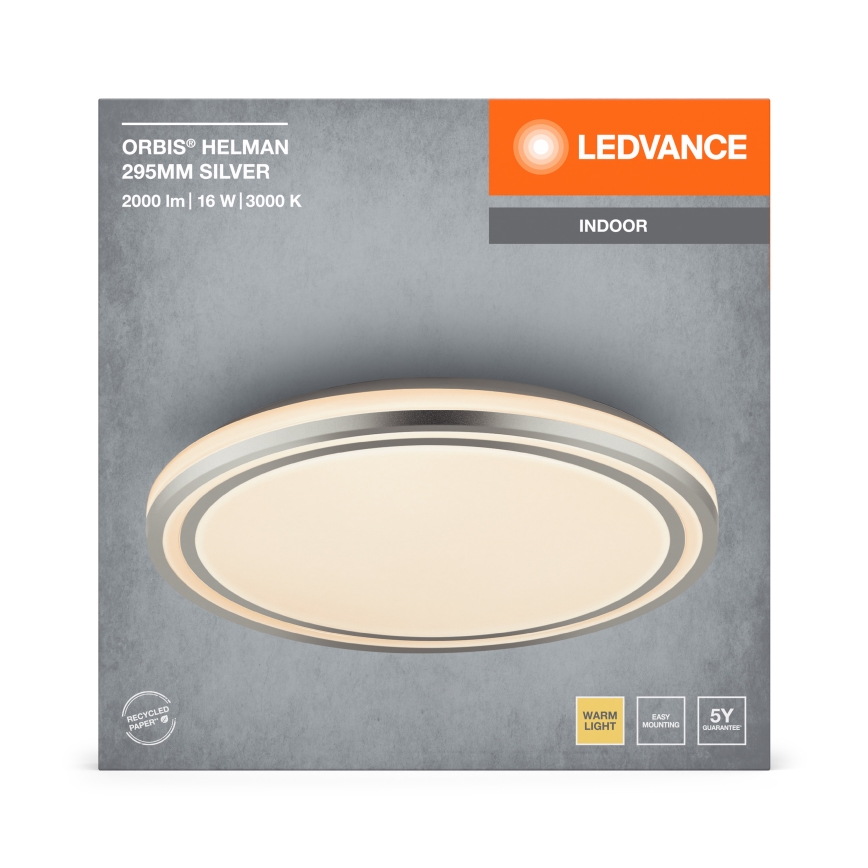 Ledvance - LED Stropní svítidlo ORBIS HELMAN LED/16W/230V pr. 29,5 cm stříbrná