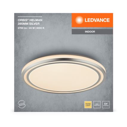 Ledvance - LED Stropní svítidlo ORBIS HELMAN LED/24W/230V pr. 39 cm stříbrná