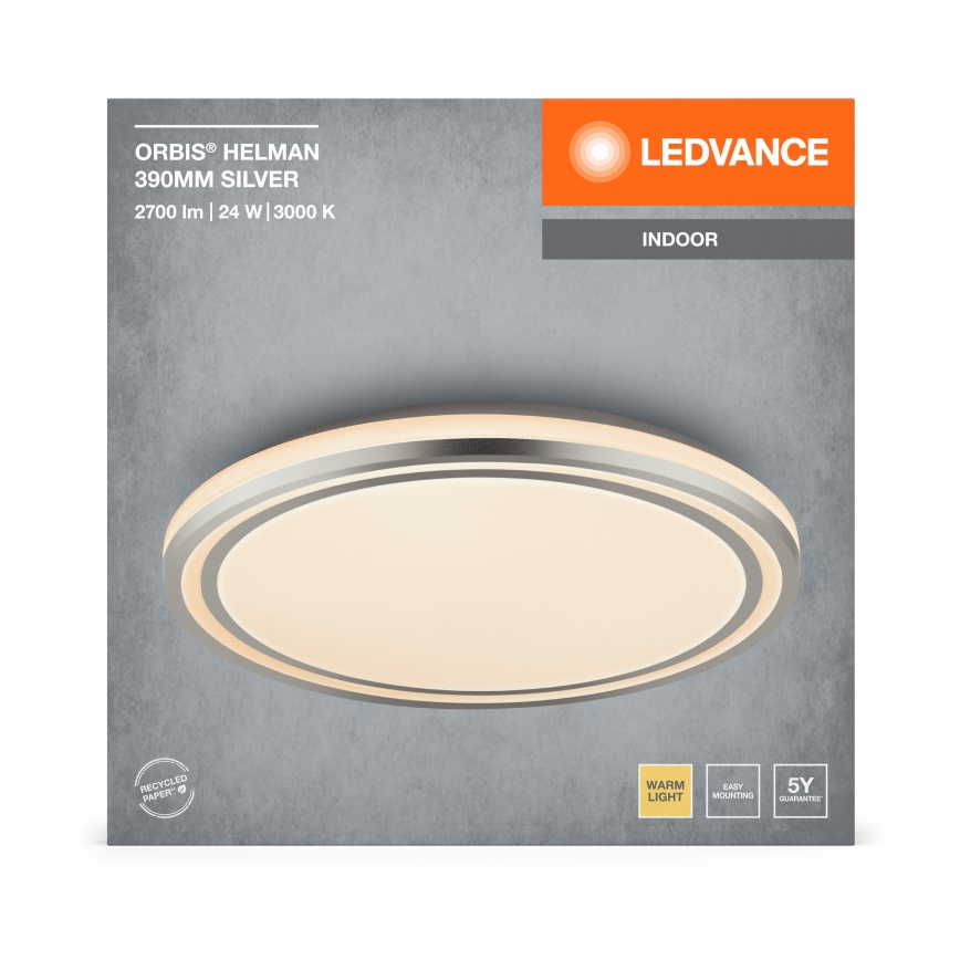 Ledvance - LED Stropní svítidlo ORBIS HELMAN LED/24W/230V pr. 39 cm stříbrná