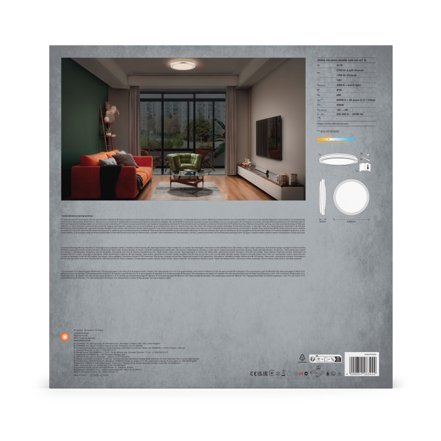 Ledvance - LED Stropní svítidlo ORBIS HELMAN LED/24W/230V pr. 39 cm stříbrná