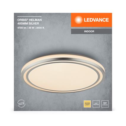 Ledvance - LED Stropní svítidlo ORBIS HELMAN LED/36W/230V pr. 48,5 cm stříbrná