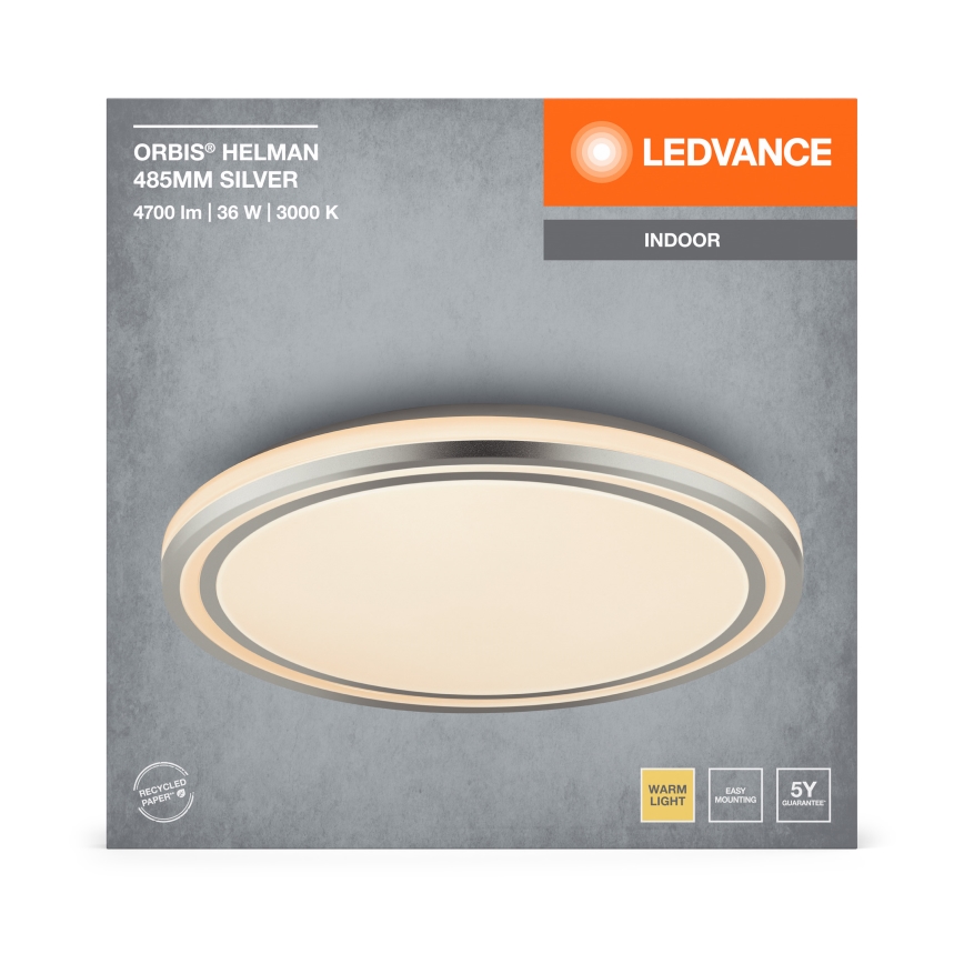 Ledvance - LED Stropní svítidlo ORBIS HELMAN LED/36W/230V pr. 48,5 cm stříbrná