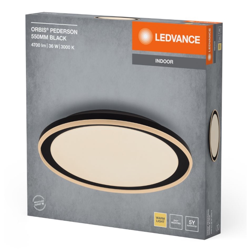 Ledvance - LED Stropní svítidlo ORBIS PEDERSON LED/36W/230V pr. 55 cm černá