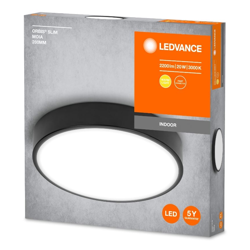 Ledvance - LED Stropní svítidlo ORBIS SLIM LED/20W/230V černá