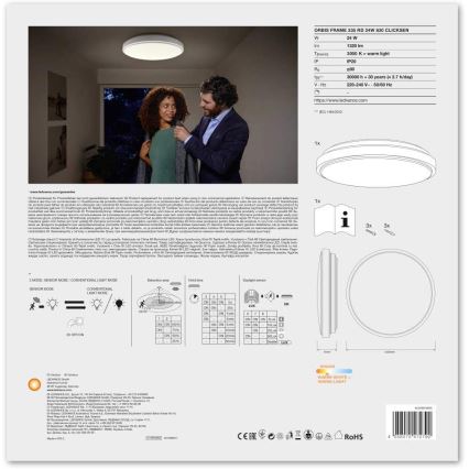 Ledvance - LED Stropní svítidlo se senzorem ORBIS LED/24W/230V 3000K