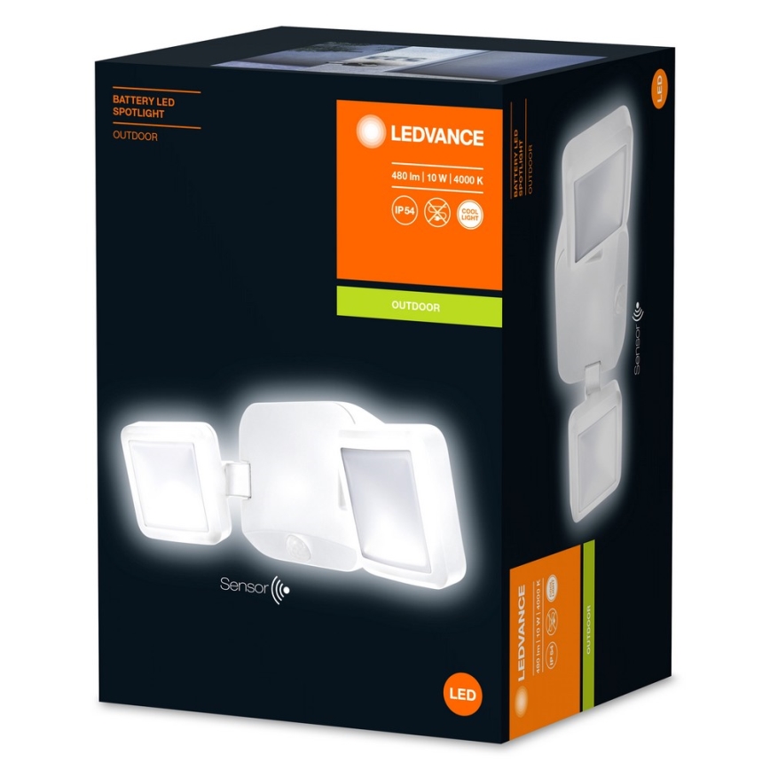 Ledvance - LED Venkovní nástěnné svítidlo se senzorem BATTERY 2xLED/10W/4xD IP54