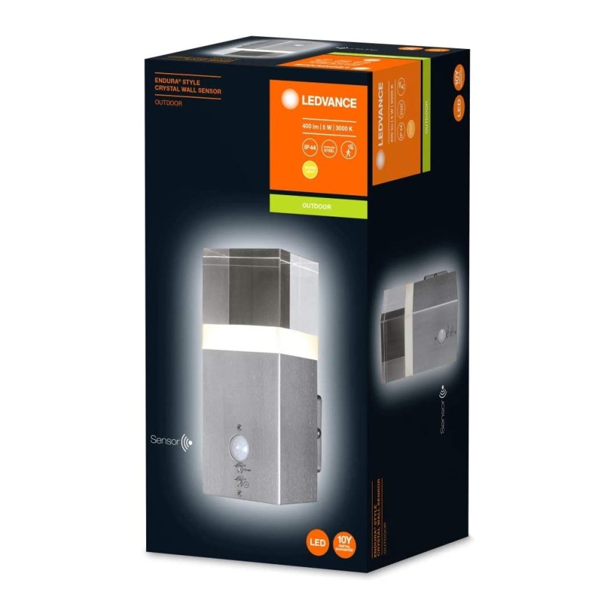 Ledvance - LED Venkovní nástěnné svítidlo se senzorem CRYSTAL 1xLED/5W/230V IP44