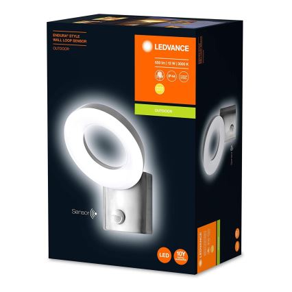 Ledvance - LED Venkovní nástěnné svítidlo se senzorem LOOP 1xLED/12W/230V IP44