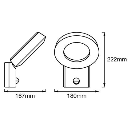 Ledvance - LED Venkovní nástěnné svítidlo se senzorem LOOP 1xLED/12W/230V IP44