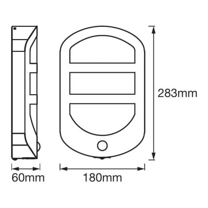 Ledvance - LED Venkovní nástěnné svítidlo se senzorem PLATE LED/12,5W/230V IP44