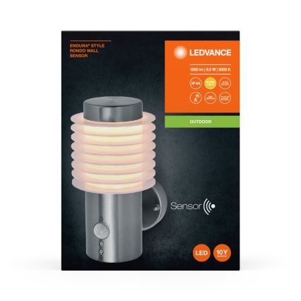 Ledvance - LED Venkovní nástěnné svítidlo se senzorem ENDURA RONDO LED/9,5W/230V IP44 chrom