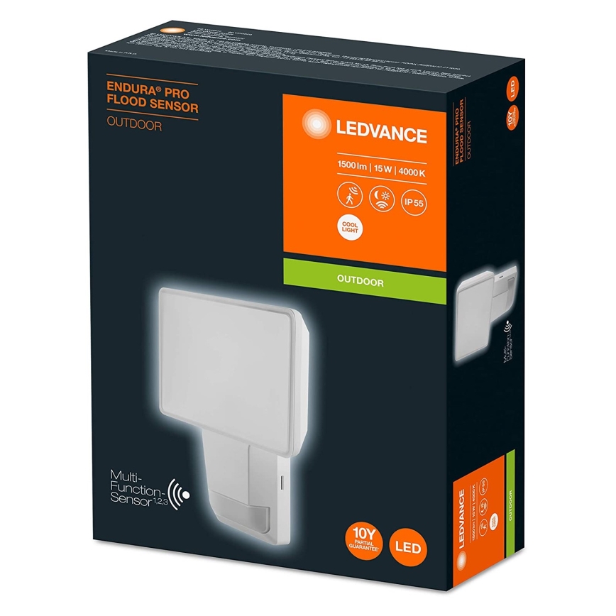 Ledvance - LED Venkovní nástěnný reflektor se senzorem FLOOD LED/15W/230V IP55