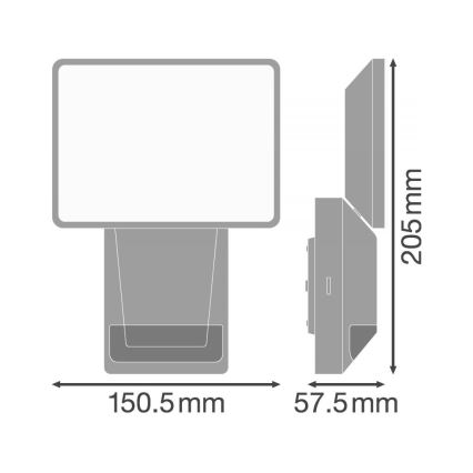 Ledvance - LED Venkovní nástěnný reflektor se senzorem FLOOD LED/15W/230V IP55