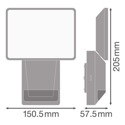 Ledvance - LED Venkovní nástěnný reflektor se senzorem FLOOD LED/15W/230V IP55