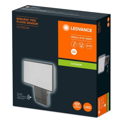 Ledvance - LED Venkovní nástěnný reflektor se senzorem FLOOD LED/27W/230V IP55